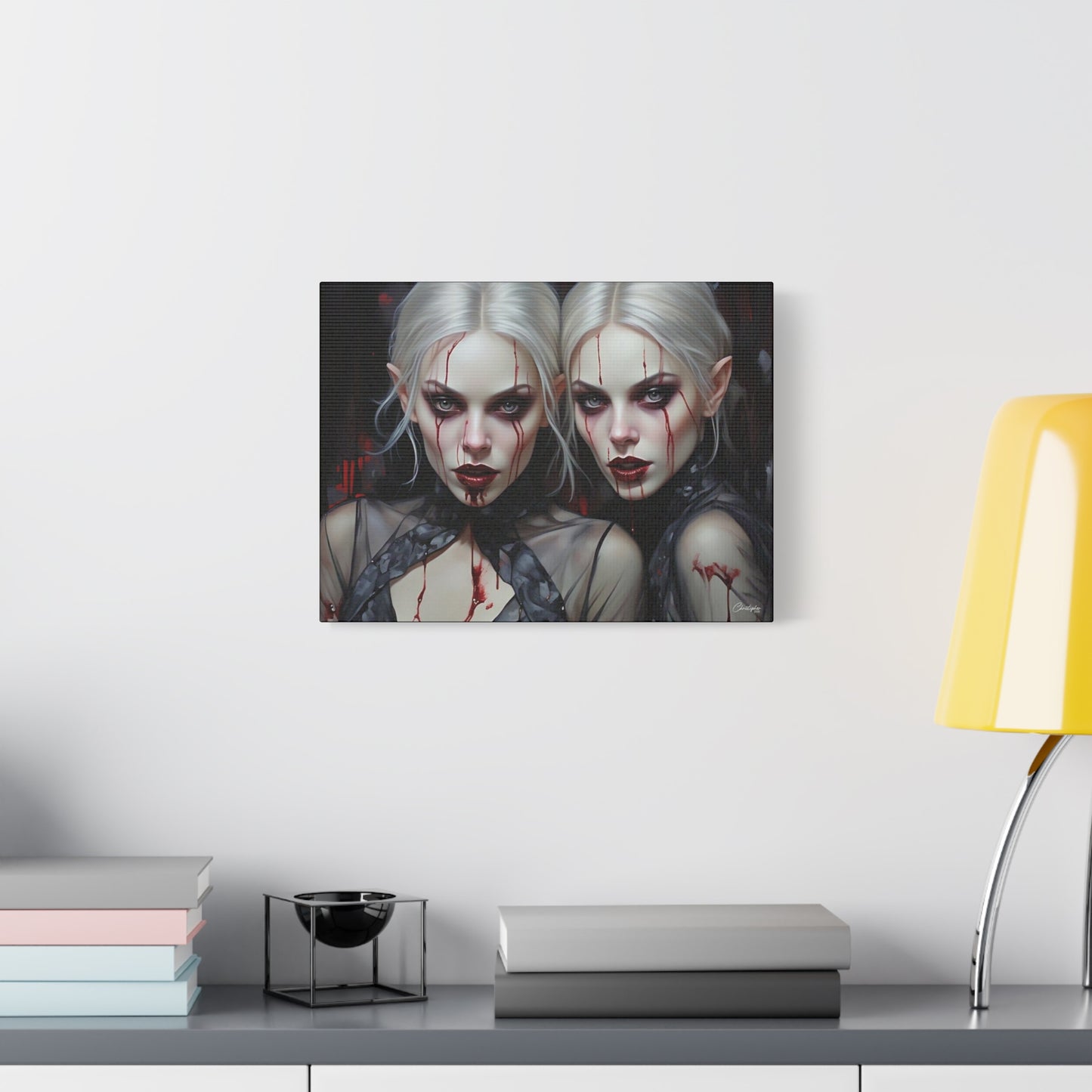 Gothic Canvas Art Print, Dark Fantasy Wall Decor, Horror Art, Halloween Home Decor, Vampire Artwork, Unique Gift for Spooky Season