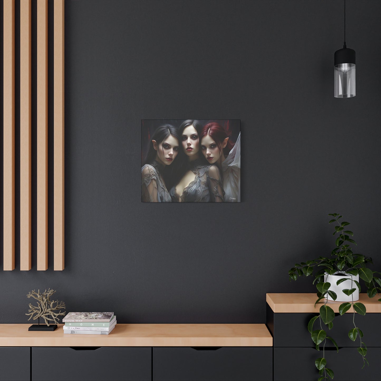 Gothic Wall Art Canvas, Fantasy Home Decor, Unique Gift for Halloween, Witchy Vibe Art, Dark Aesthetic Room Decor