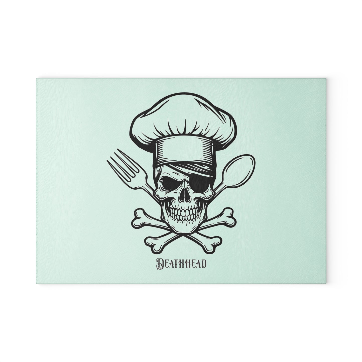 Skull Chef Glass Cutting Board - Edgy Kitchen Decor for Halloween & Culinary Enthusiasts