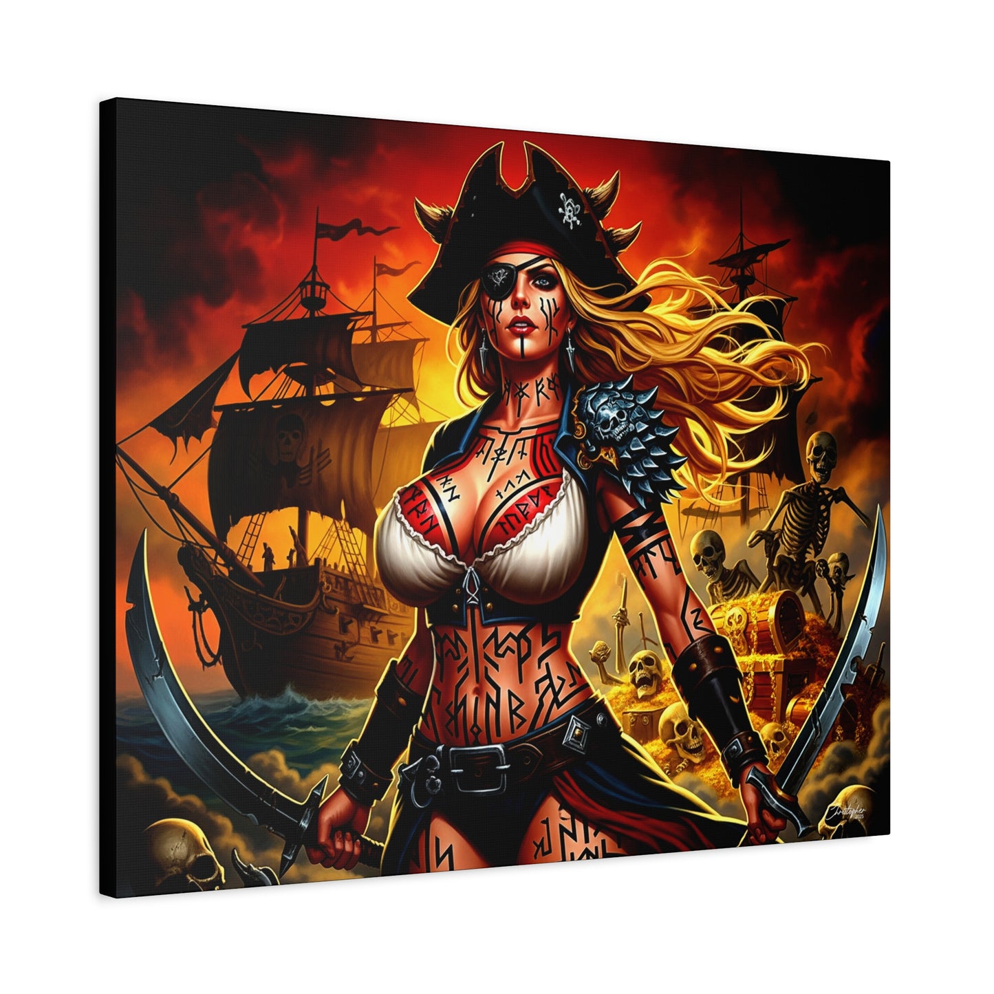 Bold Pirate Canvas Print, Nautical Wall Art, Gothic Home Decor, Pirate Lover Gift, Spooky Halloween Decoration, Adventure Wall Hanging