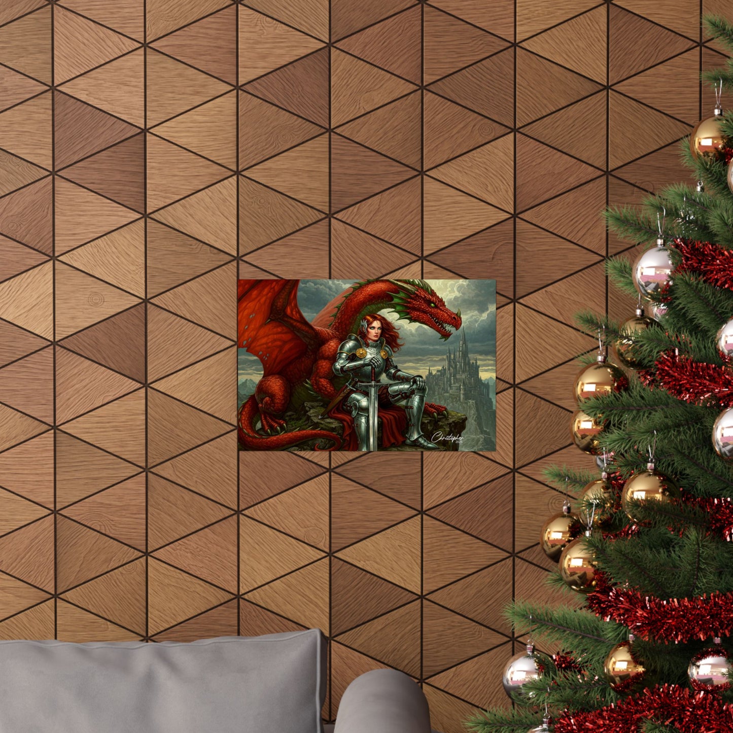 Fantasy Dragon Art Print, Horizontal Matte Poster, Fantasy Home Decor, Medieval Wall Art, Gift for Fantasy Lovers