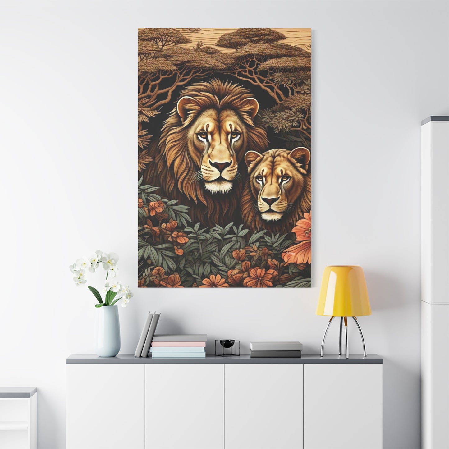 Majestic Lion Family Canvas Wall Art, Animal Lovers Decor, Wildlife Home Accent, Gift for Nature Enthusiasts, Meaningful Family Art