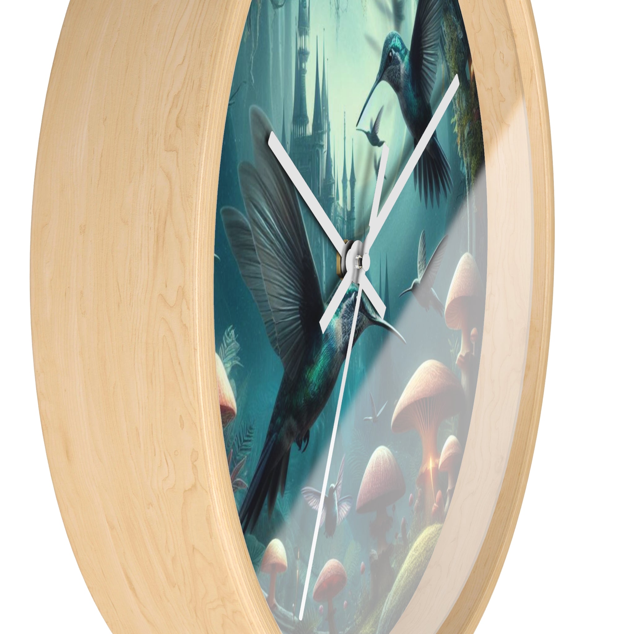 Whimsical Hummingbird Wall Clock - Enchanted Forest Decor, Home Office, Gift for Nature Lovers, Vintage Art, Unique Timepiece