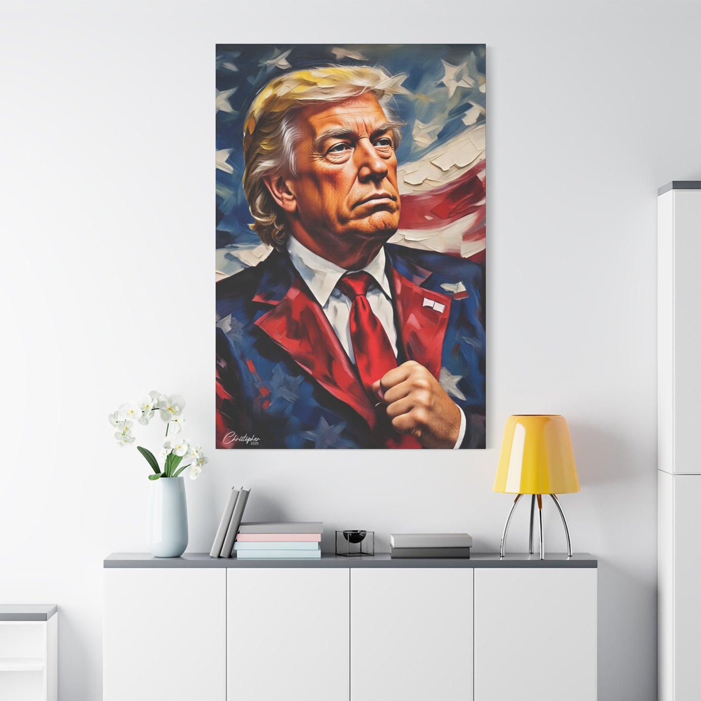 Patriotic Canvas Art, Stretched Wall Decor, Home Office, Gifts for Republicans, Political Enthusiasts, Americana Artwork