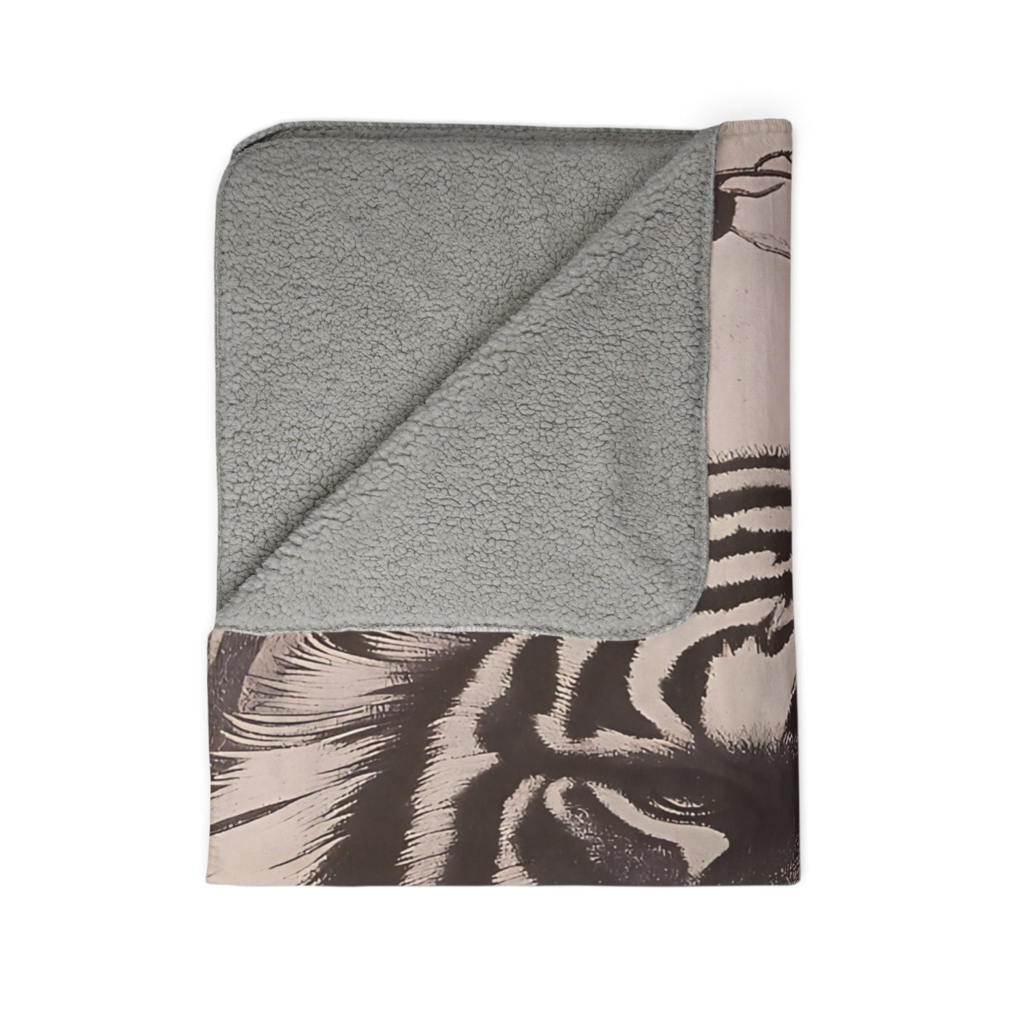 Laser Engraved Original Art Tiger Fleece Sherpa Blanket | Cozy Wildlife Throw for Animal Lovers, Home Decor, Gifts for Nature Enthusiasts, Indoor Comfort