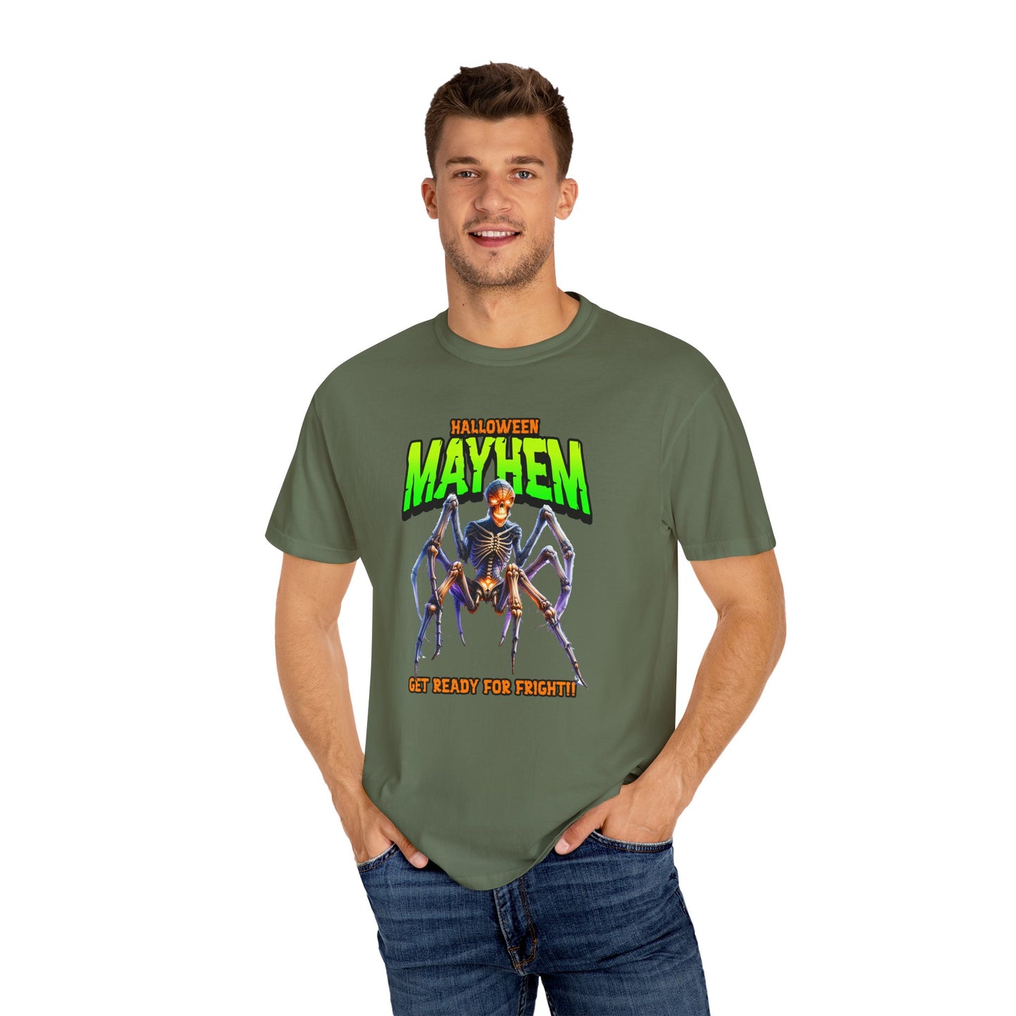 Halloween Mayhem Unisex T-Shirt, Spooky Tee for Men & Women, Perfect for Halloween Parties, Trick or Treat, Eerie Vibes, Unique Costume