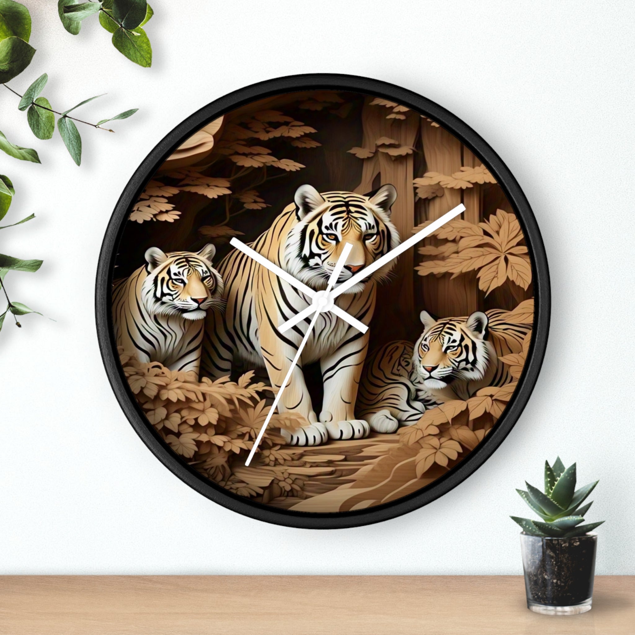 Wild Tiger Family Wall Clock, Jungle Decor, Animal Lover Gift, Unique Home Decor, Nature Wall Art, Vintage Style Clock