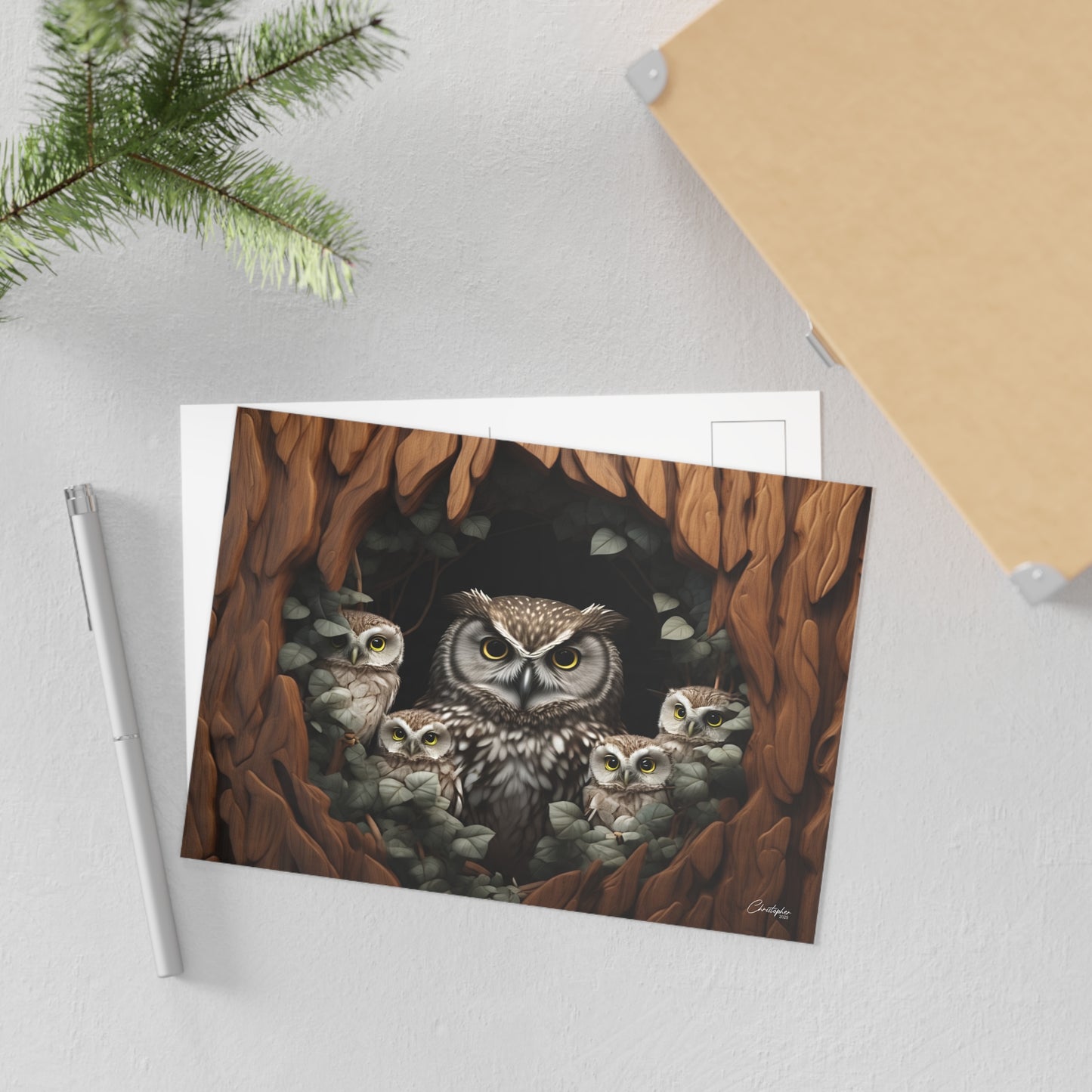 Artistic Owl Fine Art Postcards, Nature Decor, Gift for Owl Lovers, Wildlife Art, Stationery Collection