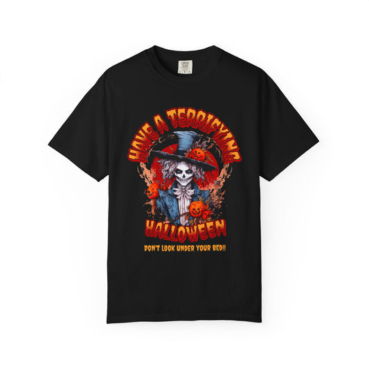 Halloween Skull Graphic Tee, Unisex Spooky T-Shirt, Terrifying Holiday Shirt, Fall Festive Wear, Casual Halloween Apparel