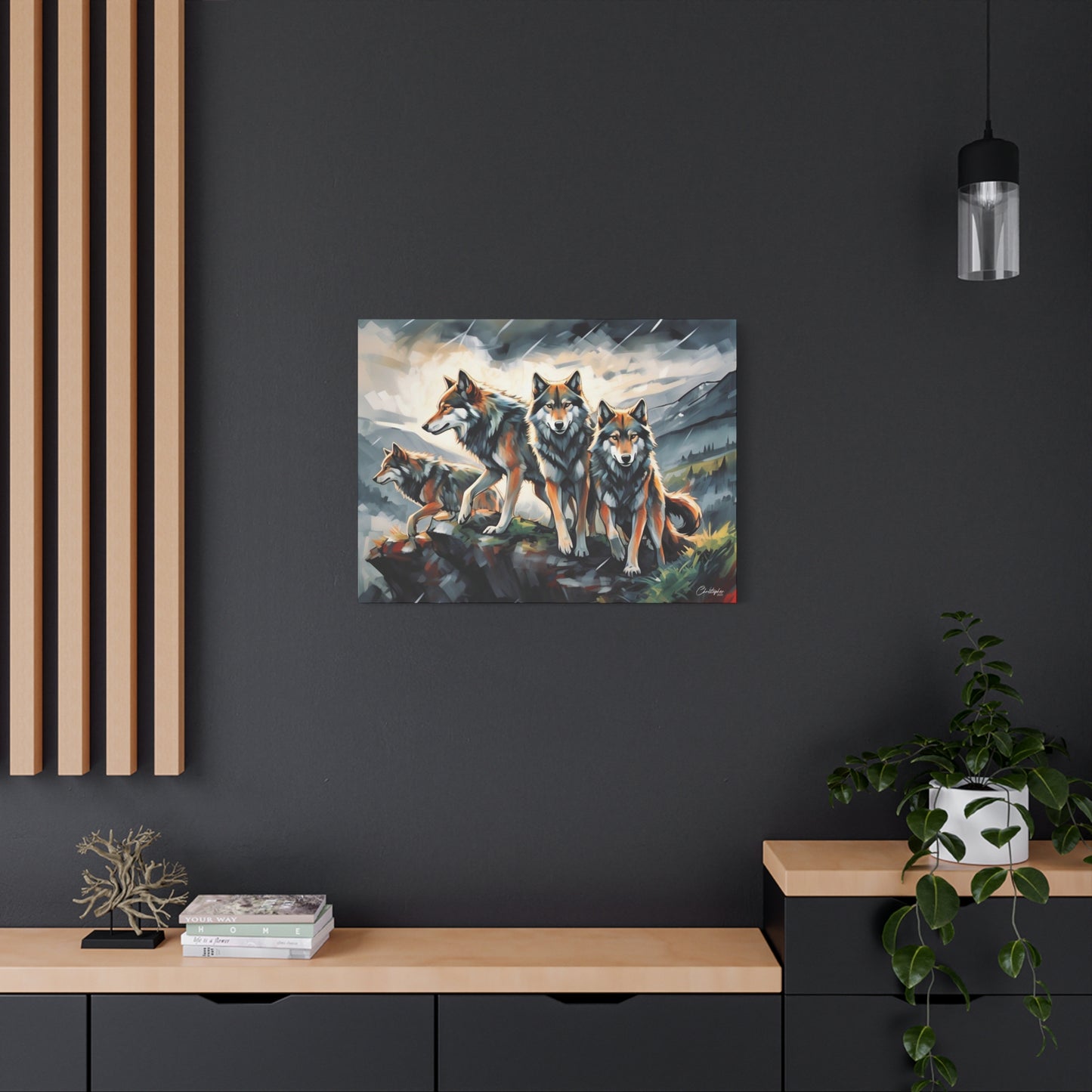 Wolf Family Matte Canvas Art, Home Decor, Animal Lovers Gift, Nature Wall Art, Wildlife Art Print, Outdoor Enthusiasts Decor