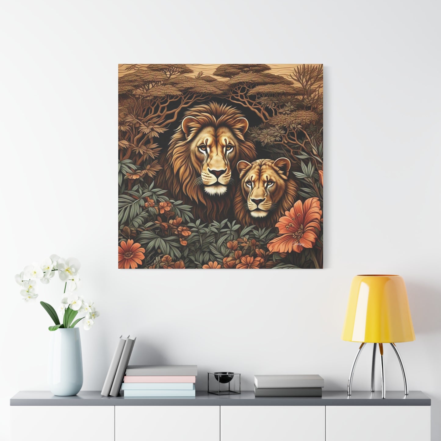 Majestic Lion Family Canvas Wall Art, Animal Lovers Decor, Wildlife Home Accent, Gift for Nature Enthusiasts, Meaningful Family Art