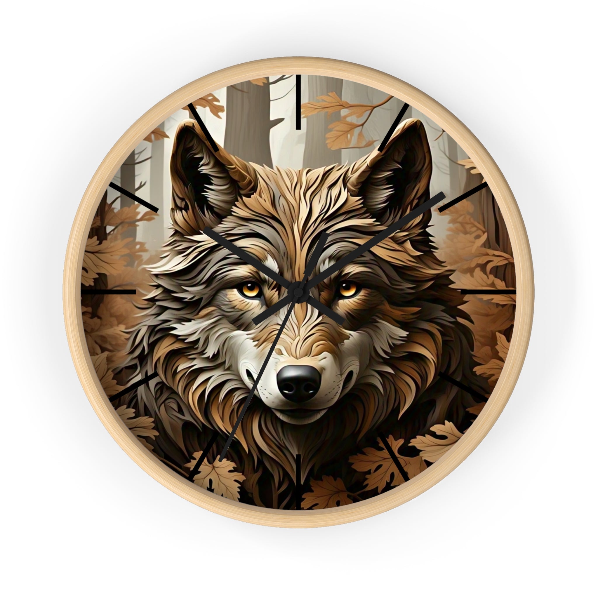 Wolf-Themed Wall Clock | Rustic Home Decor, Animal Lovers Gift, Woodland Lodge Accent, Nature-Inspired Wall Art, Unique Timepiece