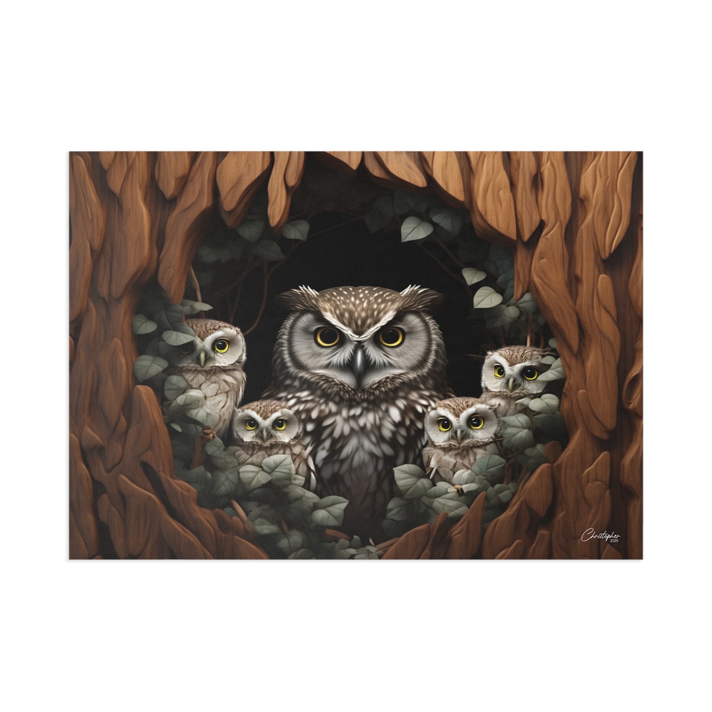 Artistic Owl Fine Art Postcards, Nature Decor, Gift for Owl Lovers, Wildlife Art, Stationery Collection