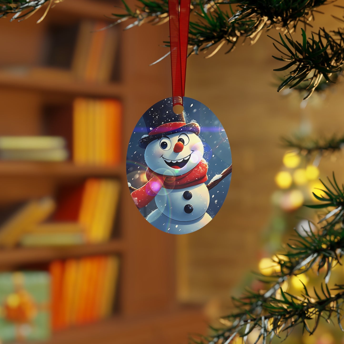 Cheerful Snowman Bell Metal Ornament — Holiday Christmas Tree Decoration