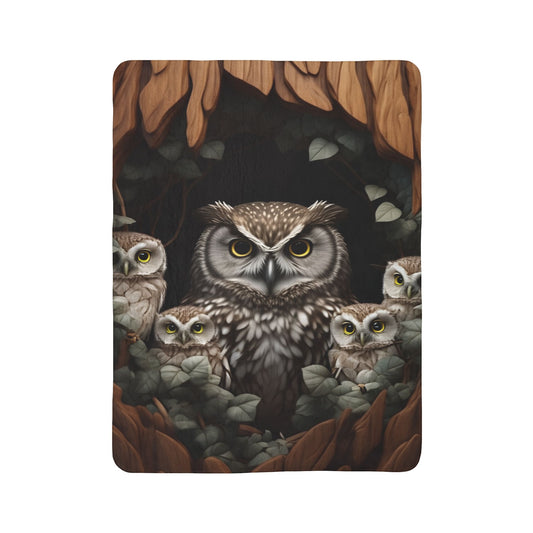 Cozy Owl Fleece Sherpa Blanket - Perfect Gift for Nature Lovers, Kids, and Cozy Nights, Halloween Decor, Animal Lovers, Home Accent