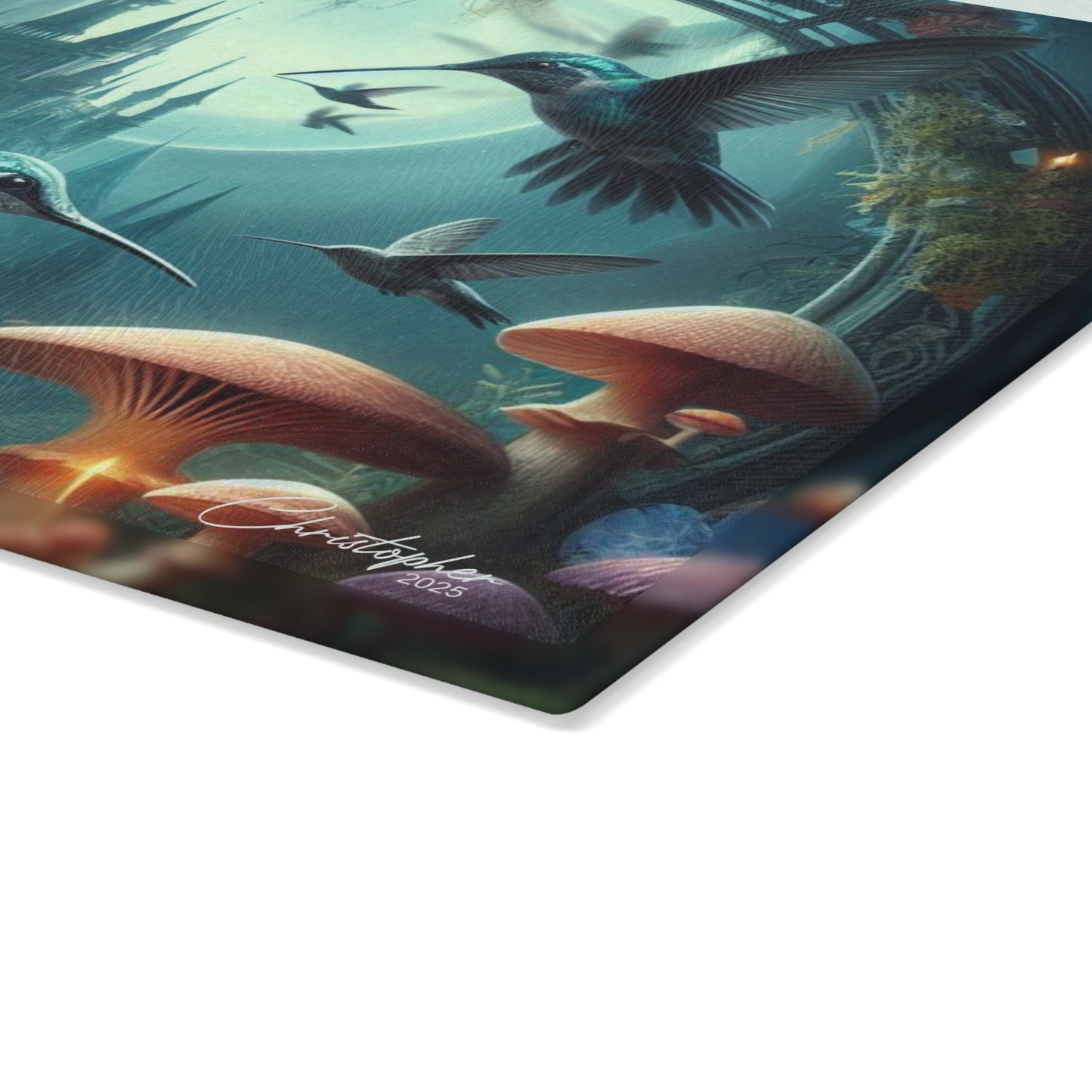 Enchanting Hummingbird Glass Cutting Board - Magical Kitchen Decor