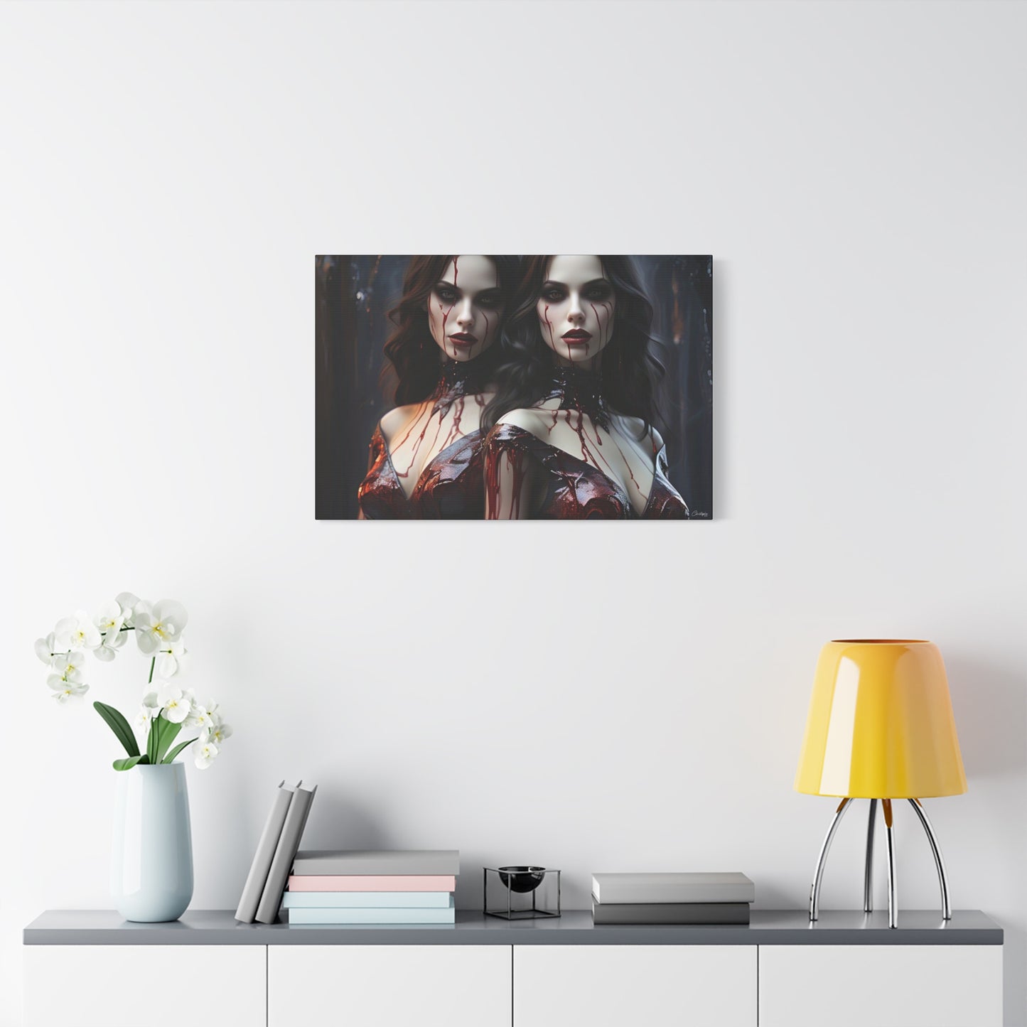 Gothic Vampire Canvas Art, Wall Decor, Horror Artwork, Halloween Home Decor, Spooky Room Accent, Unique Gift Idea