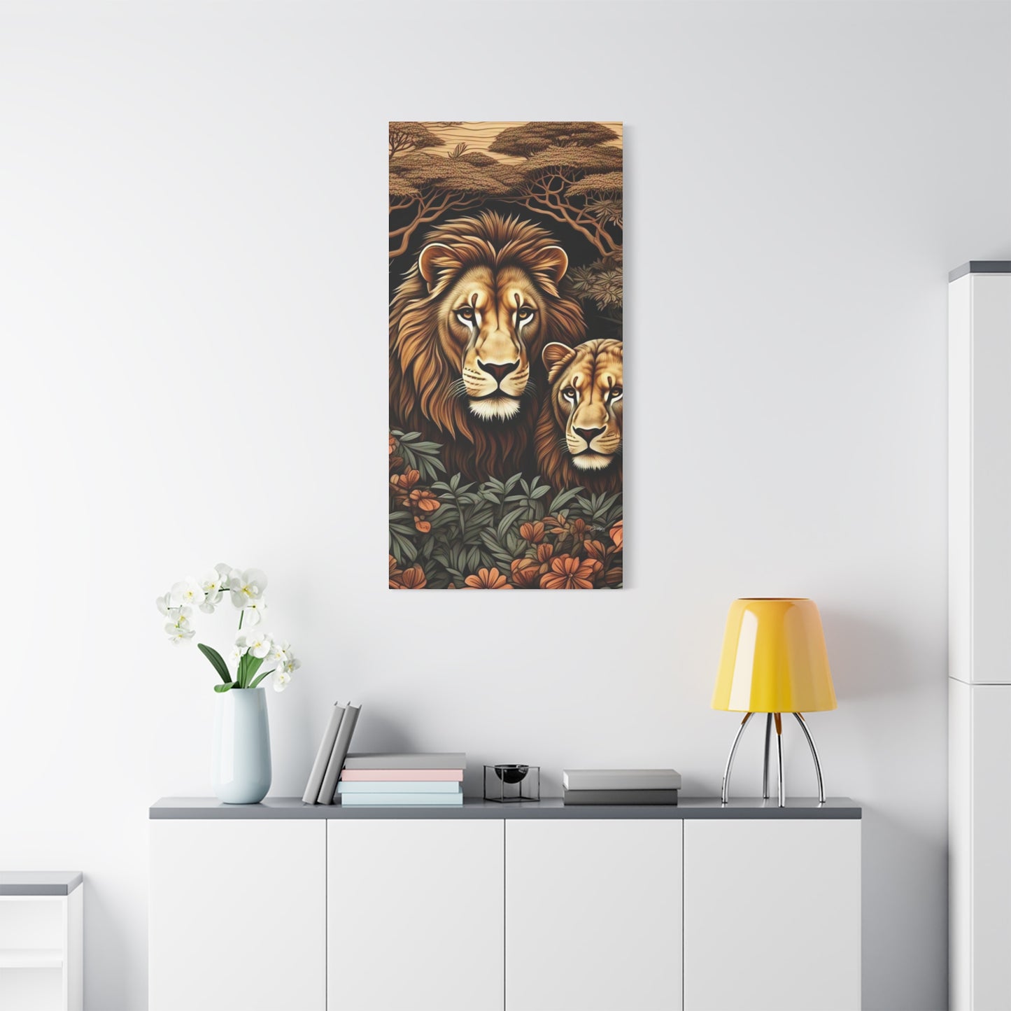 Majestic Lion Family Canvas Wall Art, Animal Lovers Decor, Wildlife Home Accent, Gift for Nature Enthusiasts, Meaningful Family Art