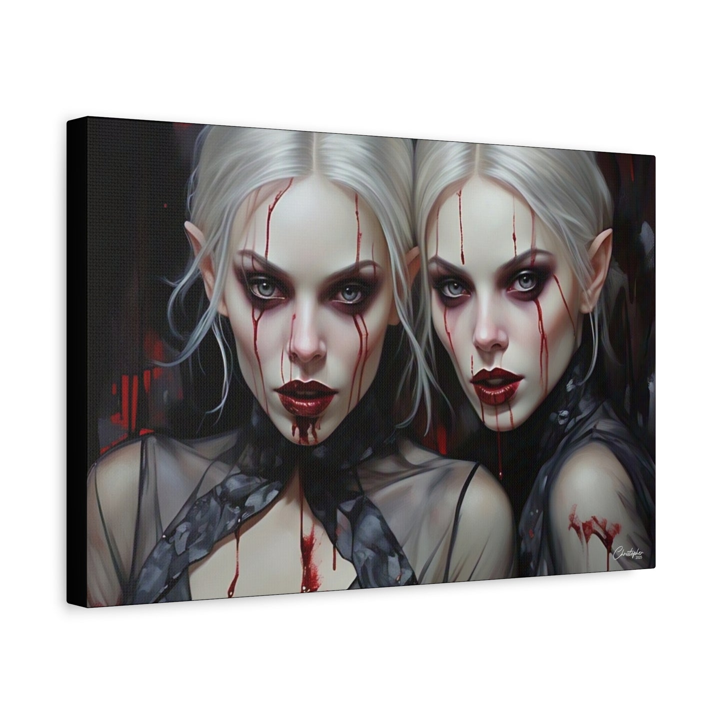 Gothic Canvas Art Print, Dark Fantasy Wall Decor, Horror Art, Halloween Home Decor, Vampire Artwork, Unique Gift for Spooky Season
