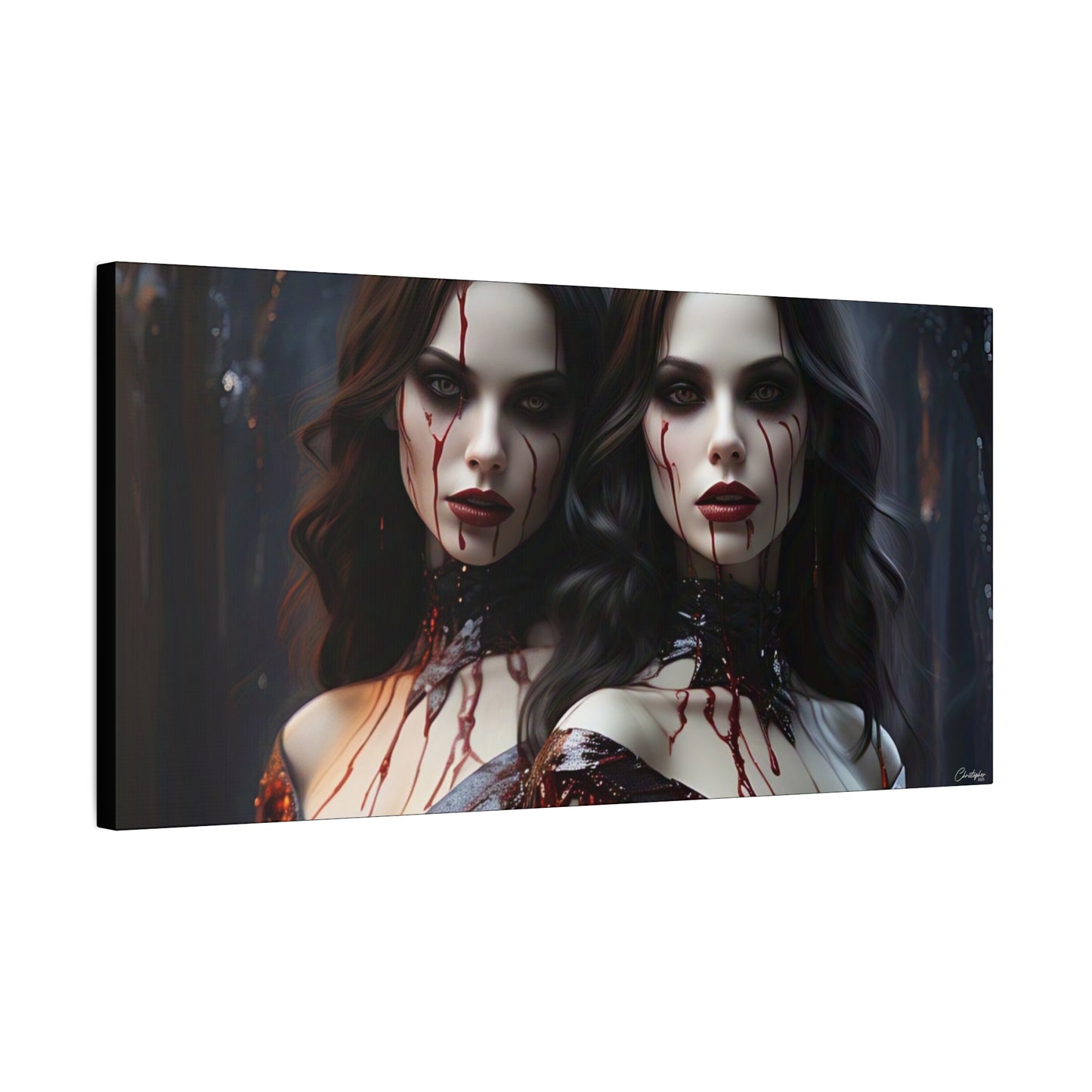 Gothic Vampire Canvas Art, Wall Decor, Horror Artwork, Halloween Home Decor, Spooky Room Accent, Unique Gift Idea