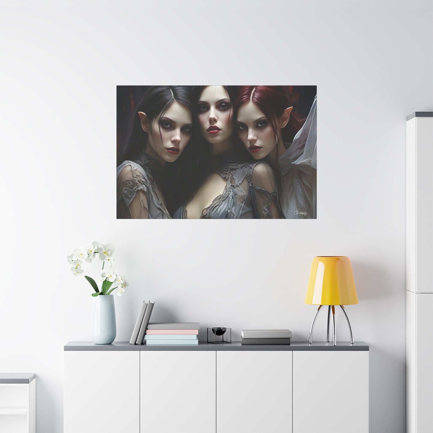 Gothic Wall Art Canvas, Fantasy Home Decor, Unique Gift for Halloween, Witchy Vibe Art, Dark Aesthetic Room Decor