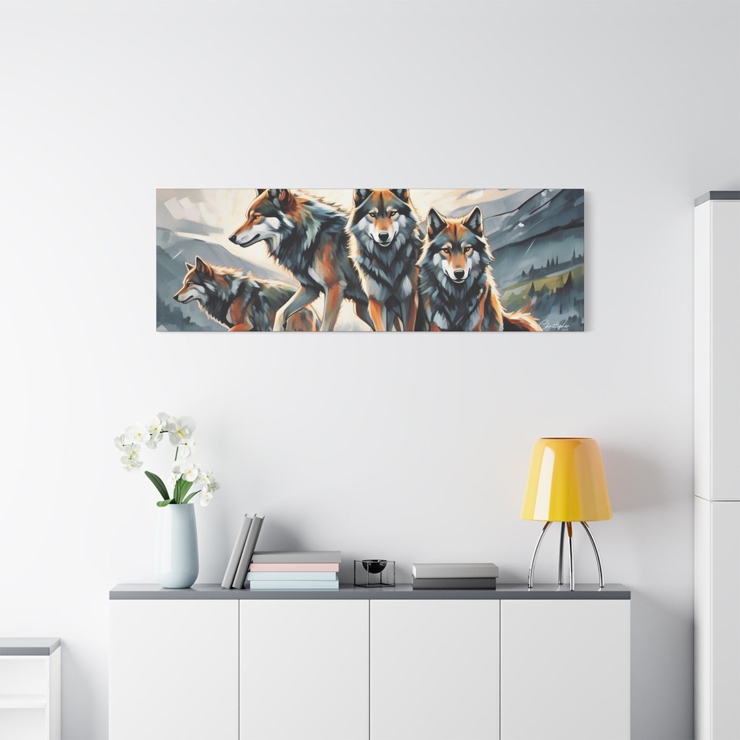 Wolf Family Matte Canvas Art, Home Decor, Animal Lovers Gift, Nature Wall Art, Wildlife Art Print, Outdoor Enthusiasts Decor