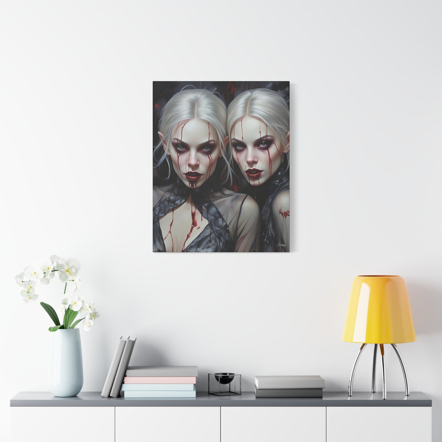 Gothic Canvas Art Print, Dark Fantasy Wall Decor, Horror Art, Halloween Home Decor, Vampire Artwork, Unique Gift for Spooky Season