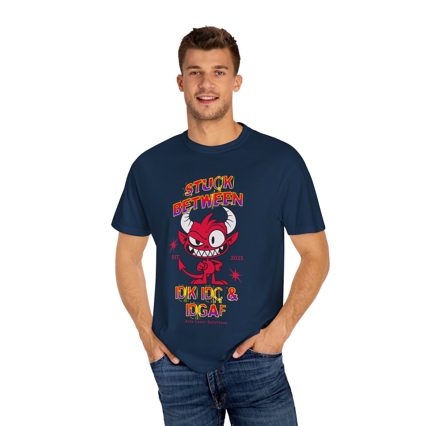 Vivid Graphic Tee with Playful Devil Design, Unisex Casual T-shirt, Perfect for Halloween & Fun Events, Gift for Friends, Trendy Streetwear