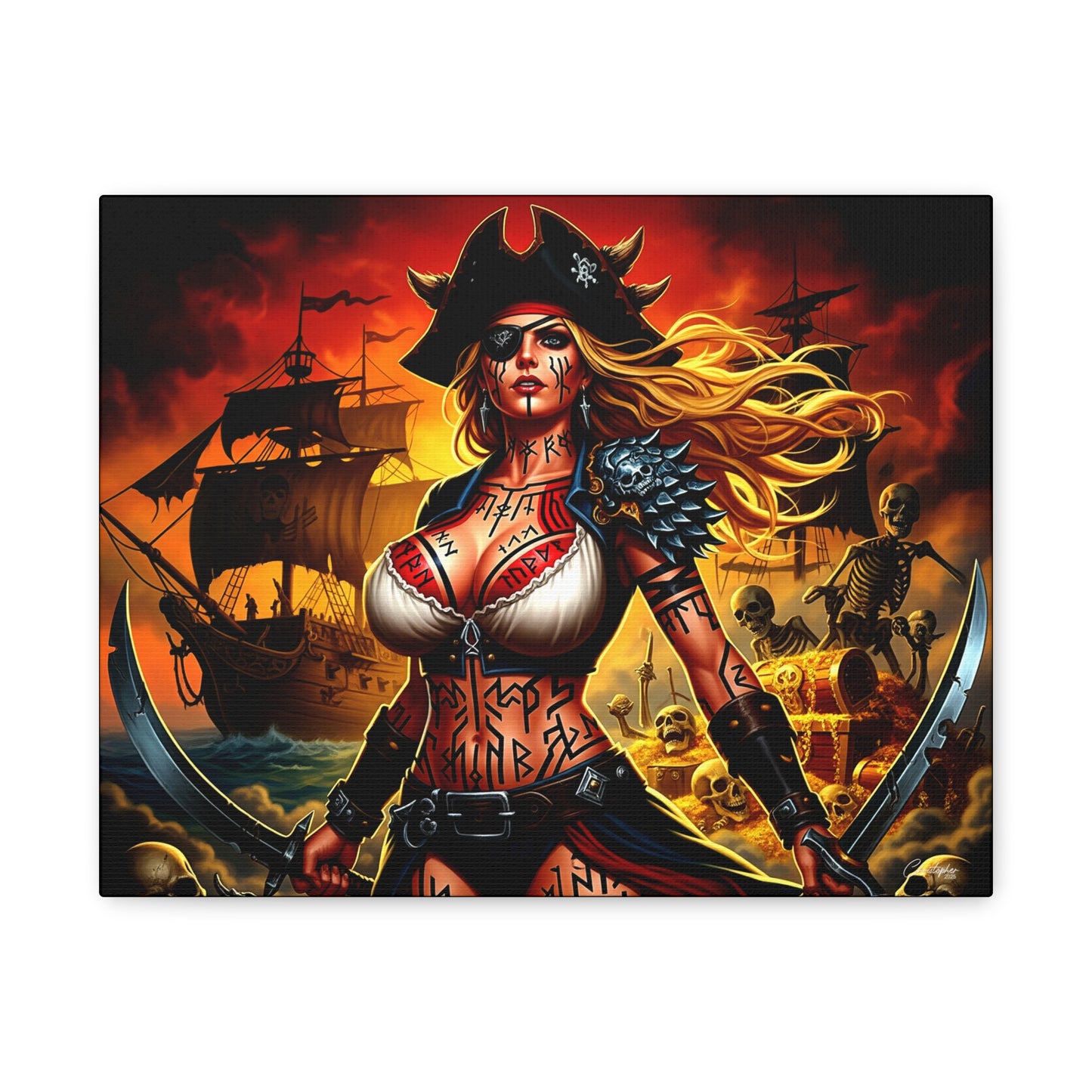 Bold Pirate Canvas Print, Nautical Wall Art, Gothic Home Decor, Pirate Lover Gift, Spooky Halloween Decoration, Adventure Wall Hanging