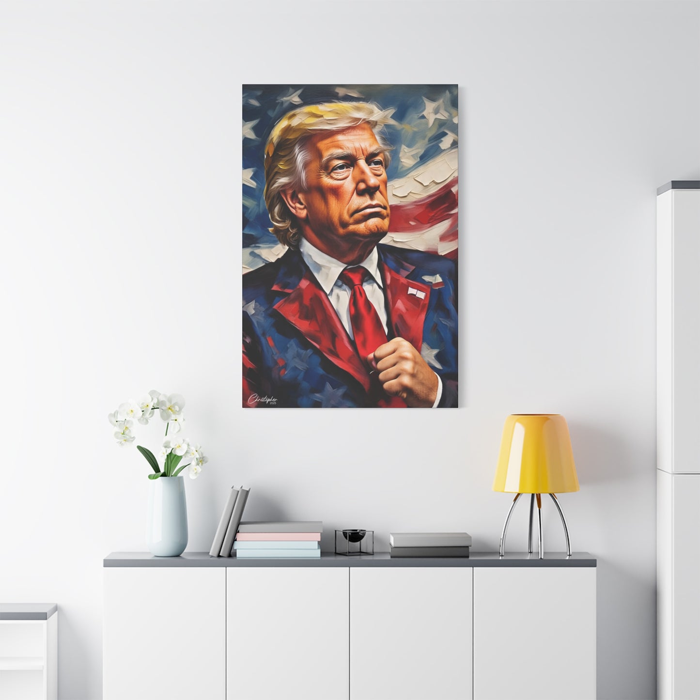 Patriotic Canvas Art, Stretched Wall Decor, Home Office, Gifts for Republicans, Political Enthusiasts, Americana Artwork