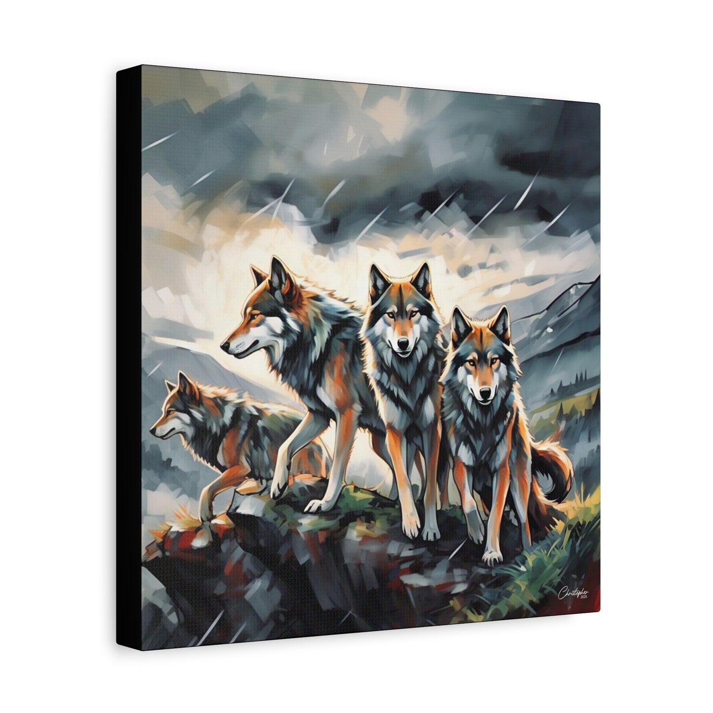 Wolf Family Matte Canvas Art, Home Decor, Animal Lovers Gift, Nature Wall Art, Wildlife Art Print, Outdoor Enthusiasts Decor