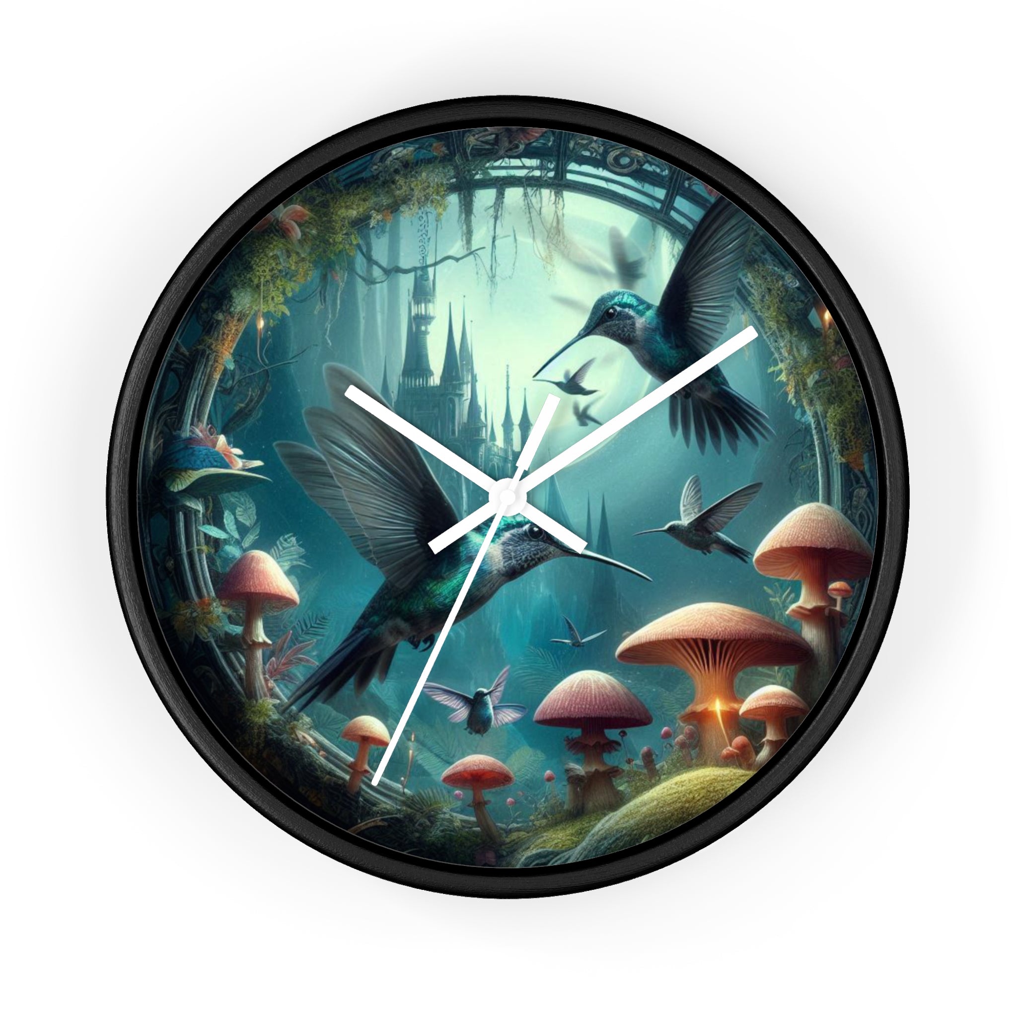 Whimsical Hummingbird Wall Clock - Enchanted Forest Decor, Home Office, Gift for Nature Lovers, Vintage Art, Unique Timepiece