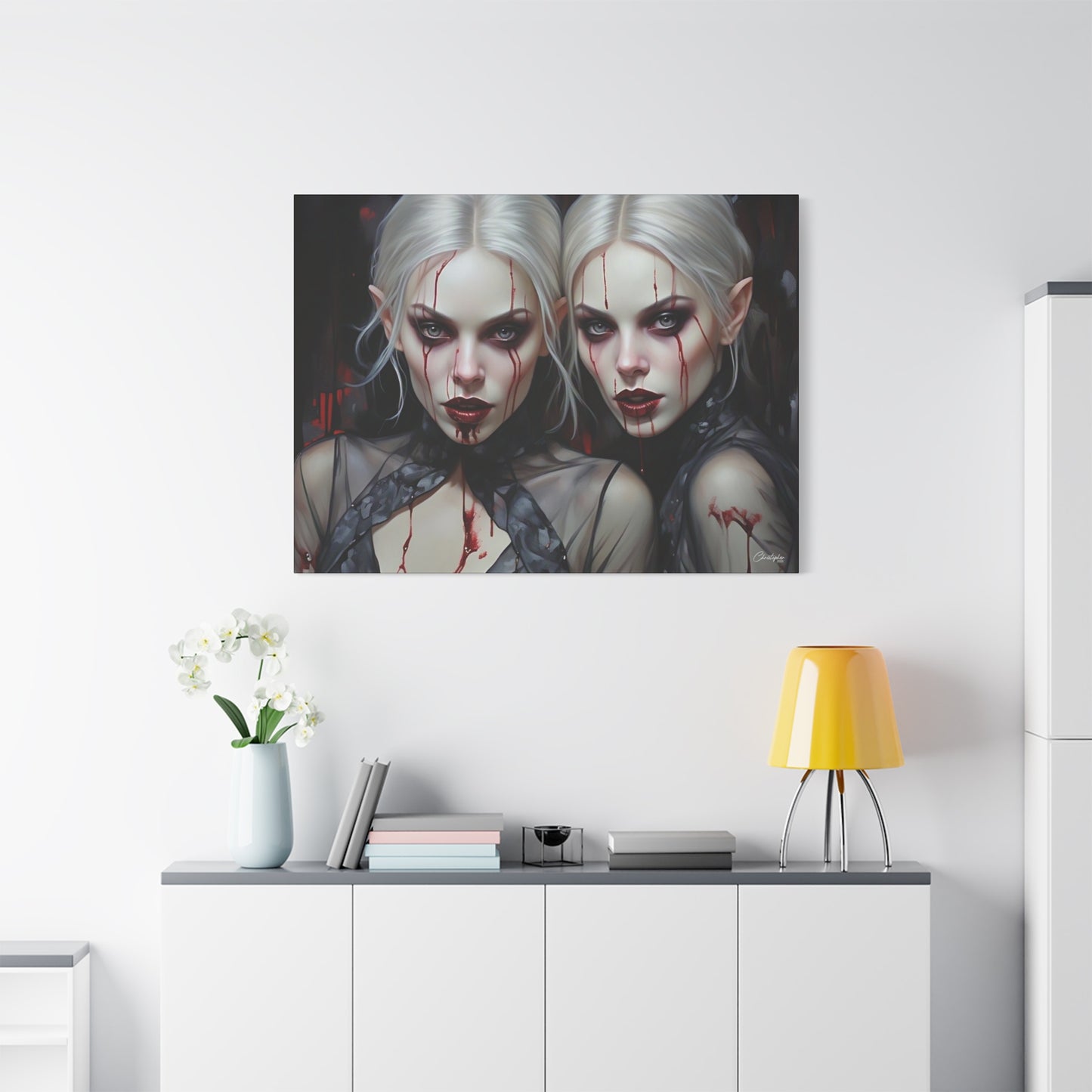 Gothic Canvas Art Print, Dark Fantasy Wall Decor, Horror Art, Halloween Home Decor, Vampire Artwork, Unique Gift for Spooky Season