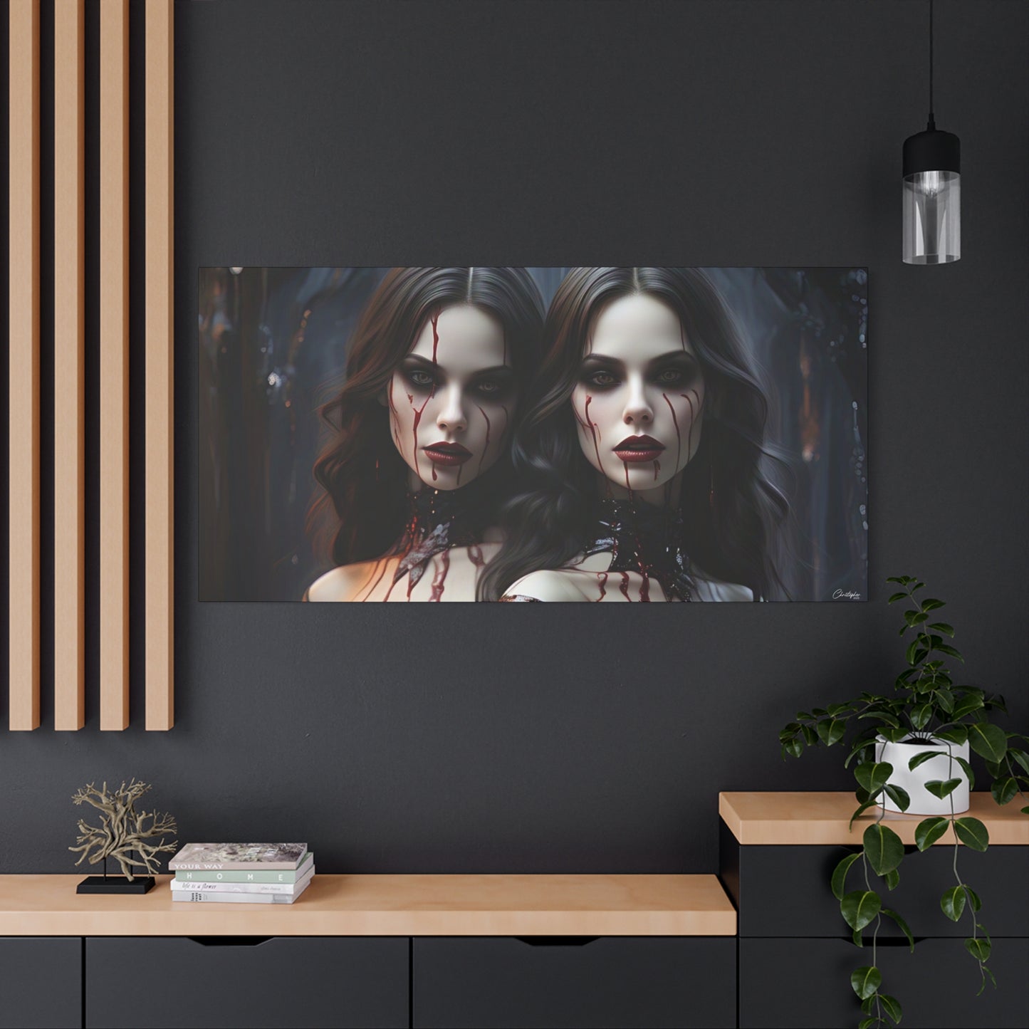 Gothic Vampire Canvas Art, Wall Decor, Horror Artwork, Halloween Home Decor, Spooky Room Accent, Unique Gift Idea