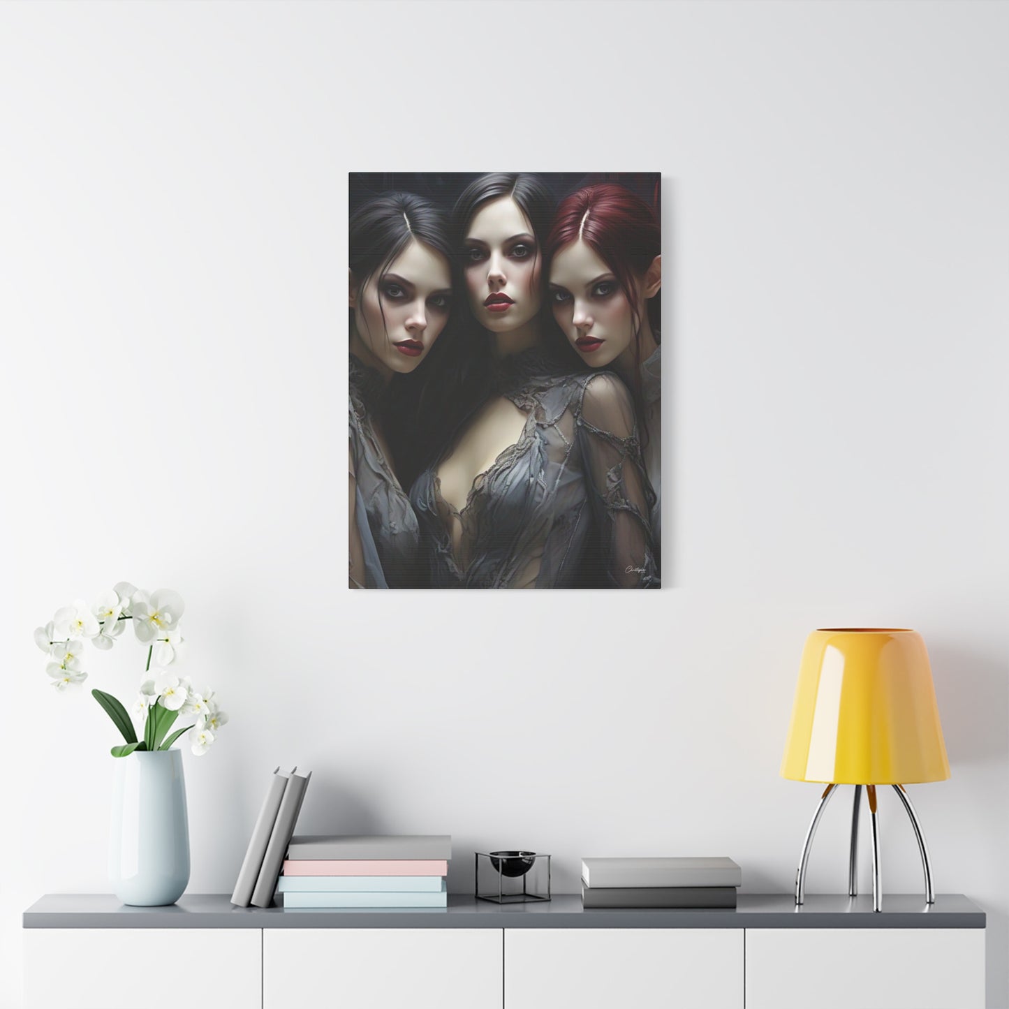 Gothic Wall Art Canvas, Fantasy Home Decor, Unique Gift for Halloween, Witchy Vibe Art, Dark Aesthetic Room Decor