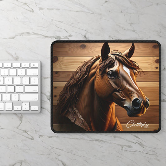 Equestrian Gaming Mouse Pad, Horse Lover Gift, Personalized Desk Accessory, Unique Gaming Decor, Animal Art Desk Mat