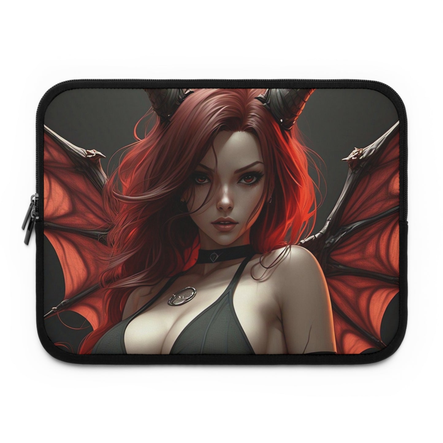 Gothic Fantasy Laptop Sleeve, Devil Girl Design, Stylish Tech Accessory, Gift for Gamers, Unique Computer Case, Occult Aesthetic
