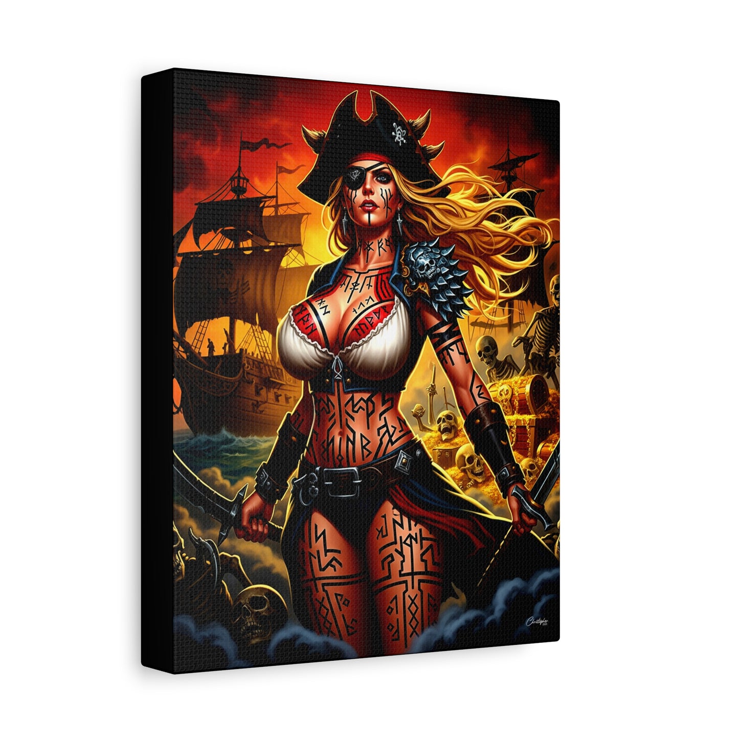 Bold Pirate Canvas Print, Nautical Wall Art, Gothic Home Decor, Pirate Lover Gift, Spooky Halloween Decoration, Adventure Wall Hanging