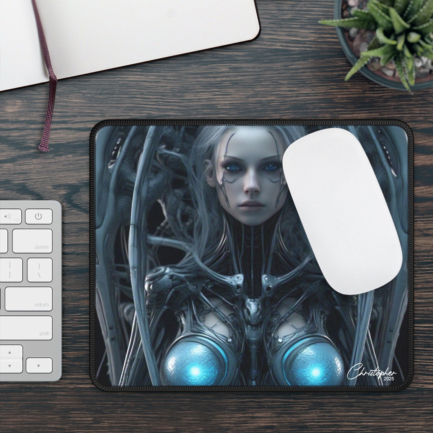 Futuristic Gaming Mouse Pad - Cyberpunk Design, Gamer Gift, Desk Accessories, Computer Mouse Mat, Sci-Fi Artwork