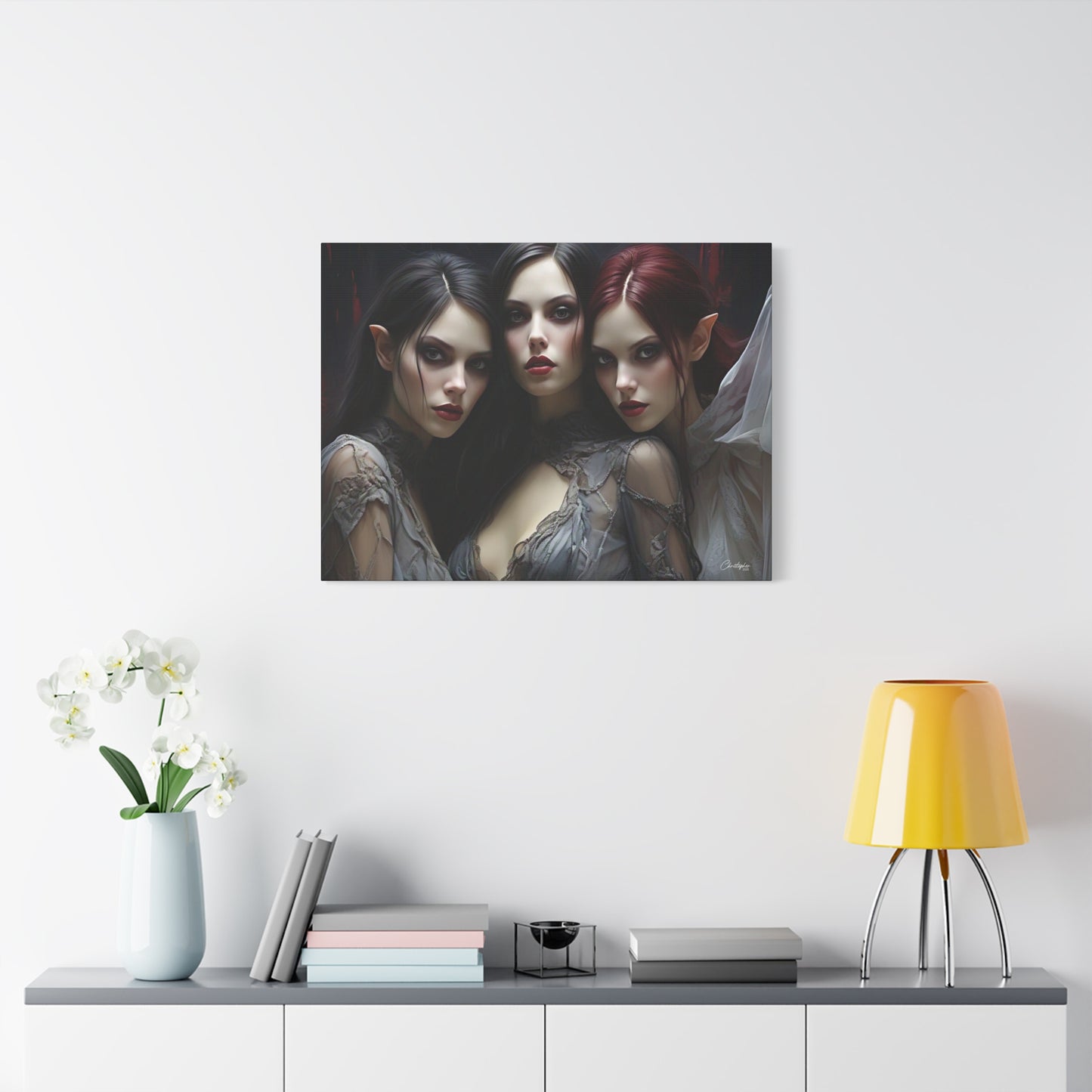 Gothic Wall Art Canvas, Fantasy Home Decor, Unique Gift for Halloween, Witchy Vibe Art, Dark Aesthetic Room Decor