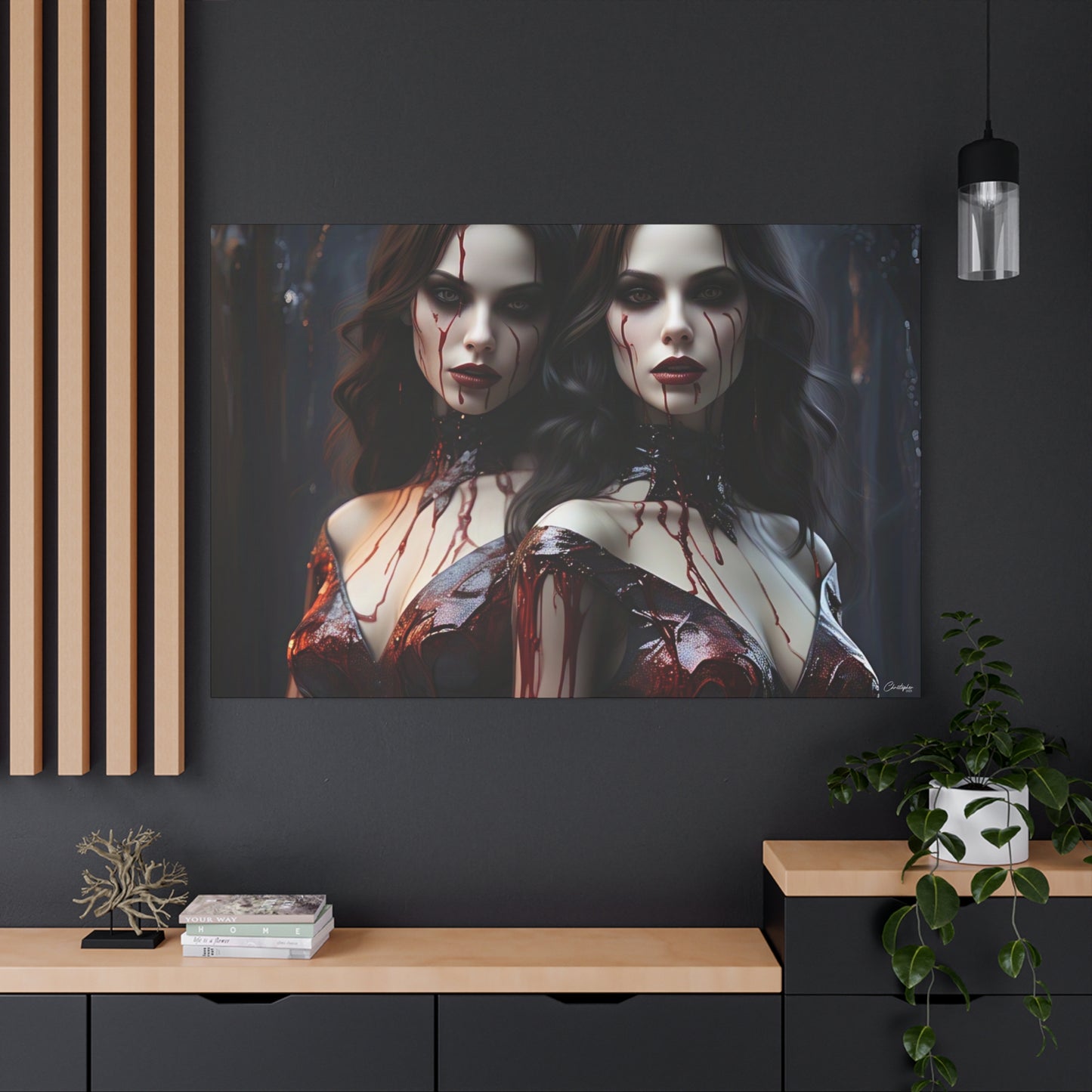 Gothic Vampire Canvas Art, Wall Decor, Horror Artwork, Halloween Home Decor, Spooky Room Accent, Unique Gift Idea