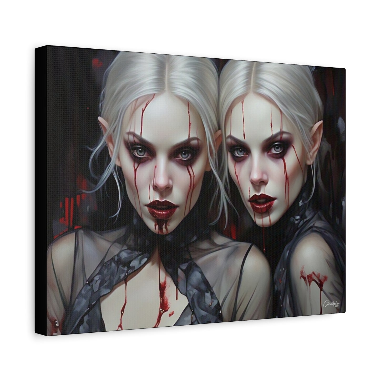 Gothic Canvas Art Print, Dark Fantasy Wall Decor, Horror Art, Halloween Home Decor, Vampire Artwork, Unique Gift for Spooky Season