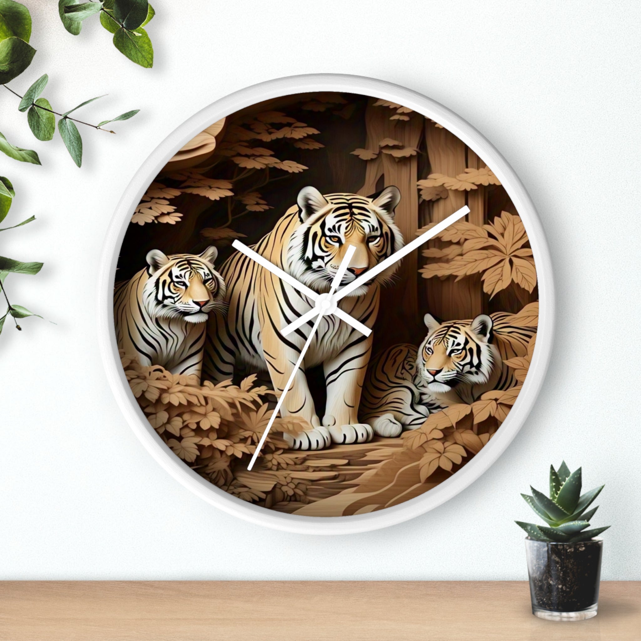 Wild Tiger Family Wall Clock, Jungle Decor, Animal Lover Gift, Unique Home Decor, Nature Wall Art, Vintage Style Clock