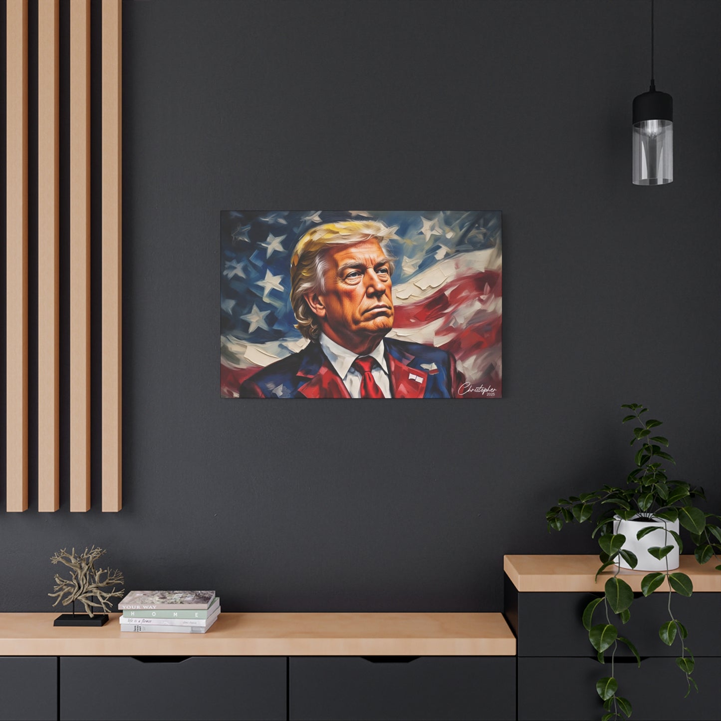 Patriotic Canvas Art, Stretched Wall Decor, Home Office, Gifts for Republicans, Political Enthusiasts, Americana Artwork