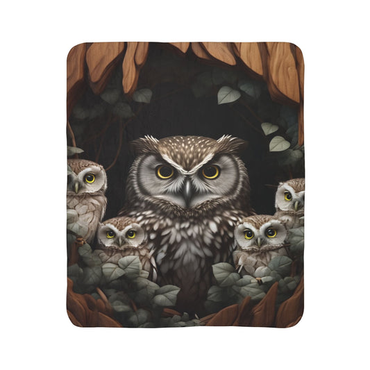 Cozy Owl Fleece Sherpa Blanket - Perfect Gift for Nature Lovers, Kids, and Cozy Nights, Halloween Decor, Animal Lovers, Home Accent
