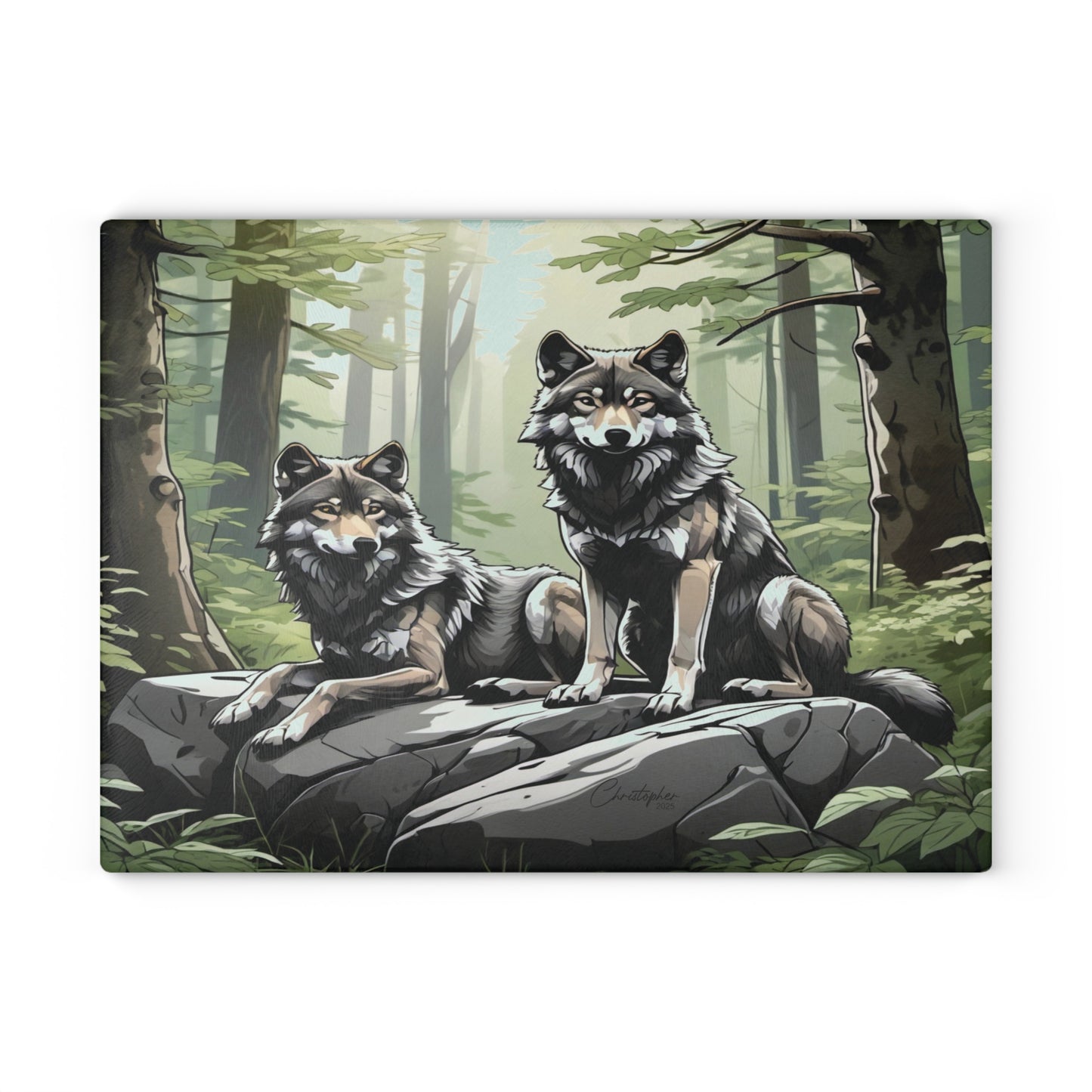 Wolf Art Glass Cutting Board - Nature Lover Gift for Kitchen