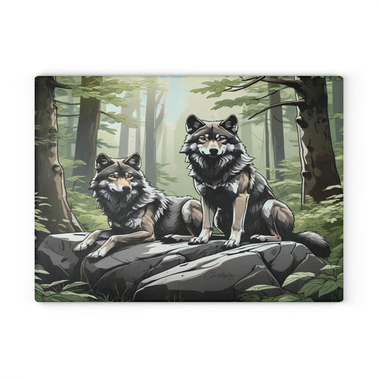Wolf Art Glass Cutting Board - Nature Lover Gift for Kitchen
