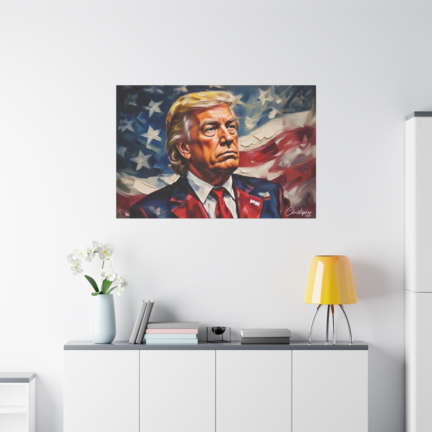 Patriotic Canvas Art, Stretched Wall Decor, Home Office, Gifts for Republicans, Political Enthusiasts, Americana Artwork