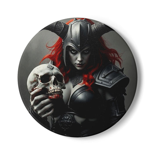 Gothic Skull Warrior Ceramic Coaster - Perfect for Halloween & Home Decor