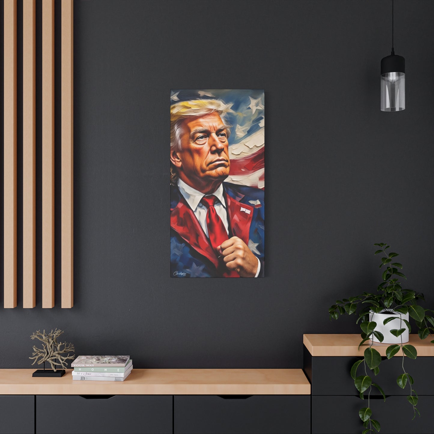 Patriotic Canvas Art, Stretched Wall Decor, Home Office, Gifts for Republicans, Political Enthusiasts, Americana Artwork